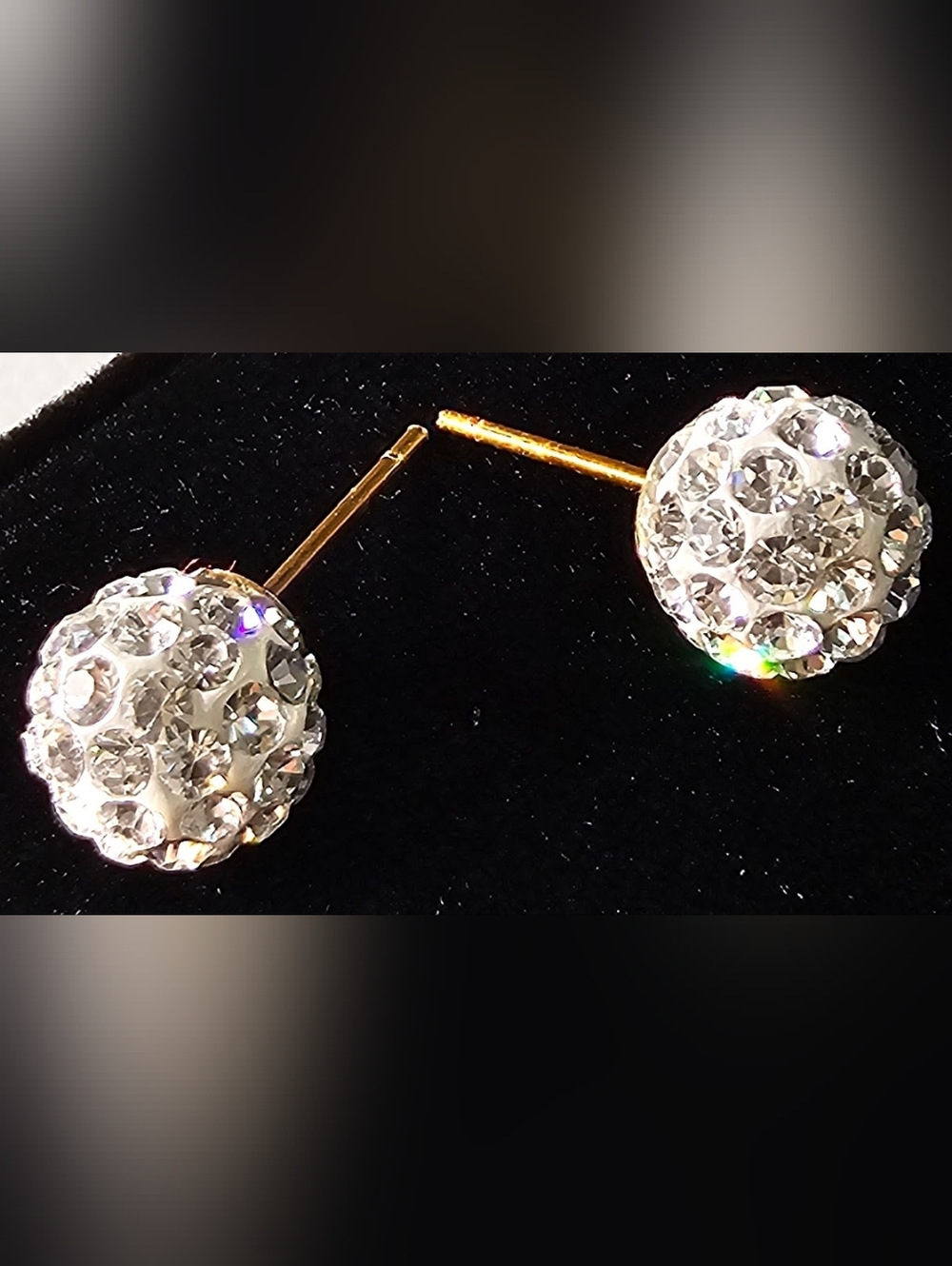 14K Gold Crystal Ball Studd Earrings